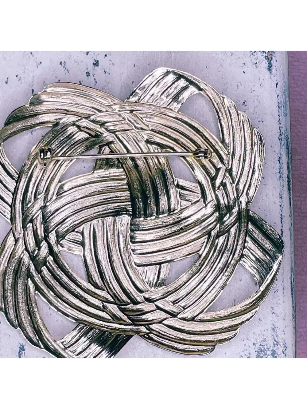 95. Light Gold Huge Artisan Brooch